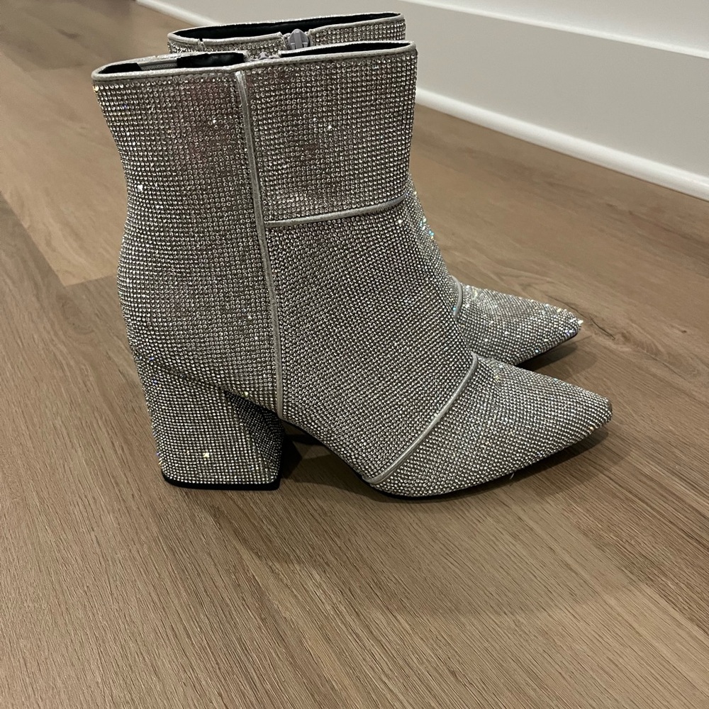 Shimmering Silver Heeled Boots